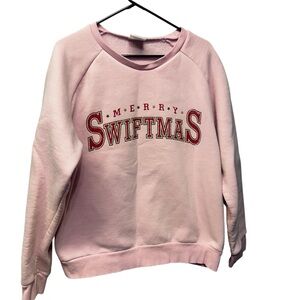 Pink Merry Swiftmas Sweatshirt Large Taylor Swift